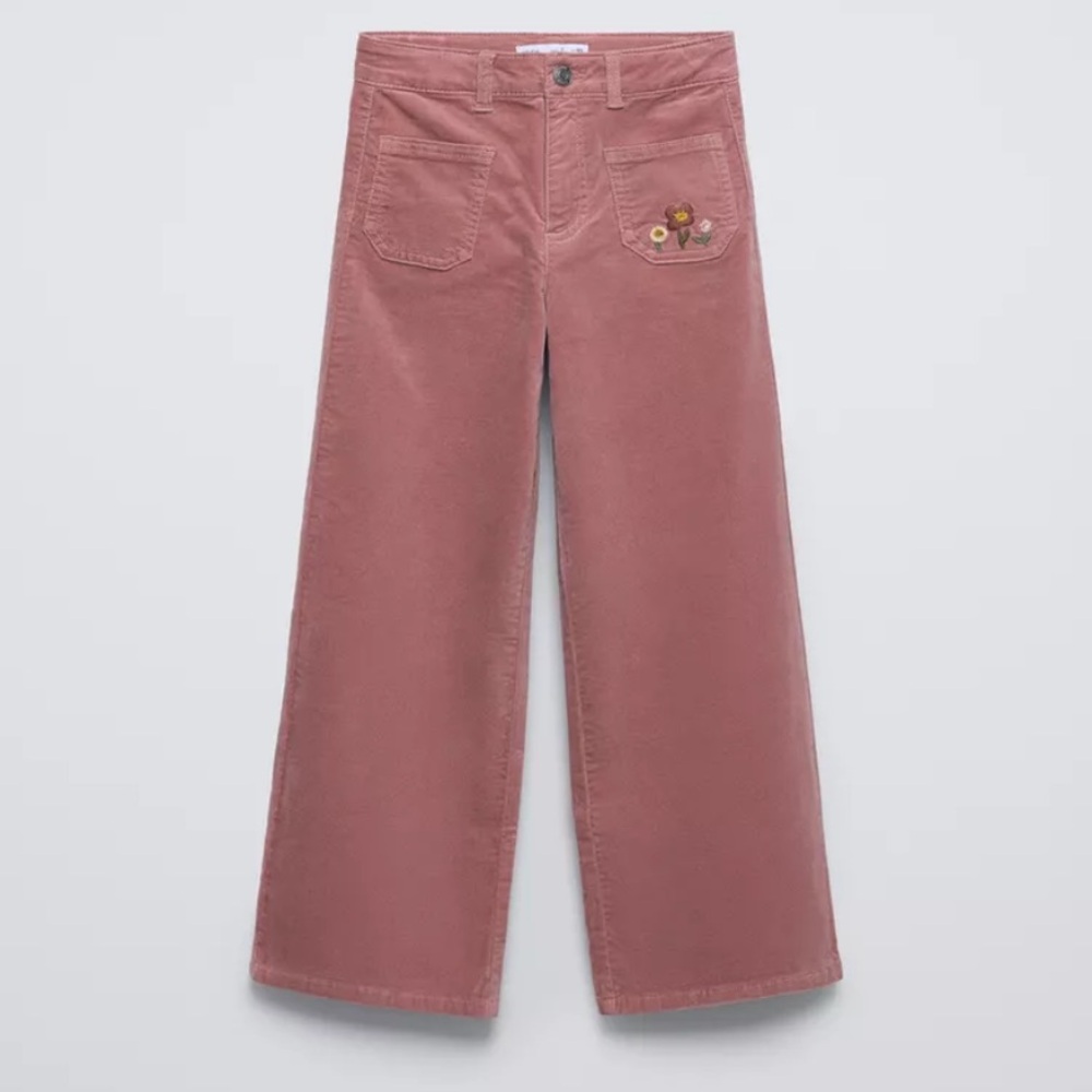 Zara Girls Pink Velvet Pants